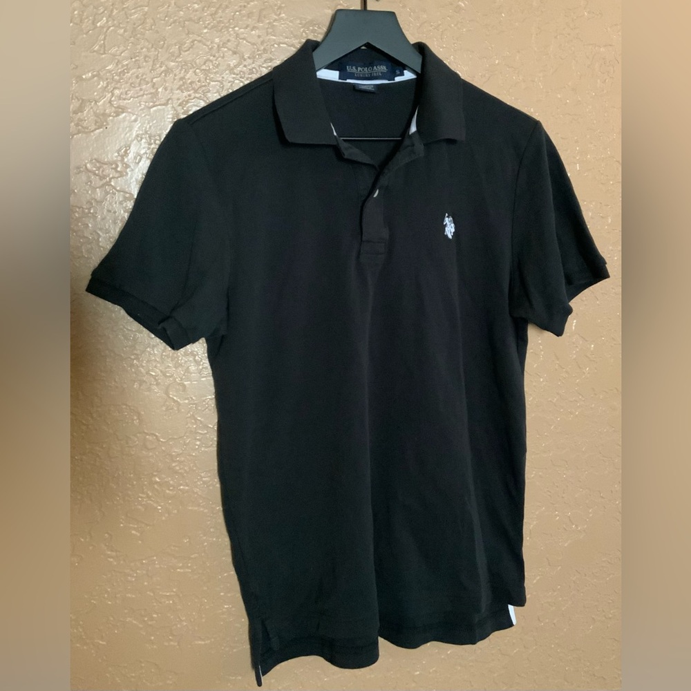 US Polo Assn Luxury Feel Mens Polo Shirt Sz S Navy Black Short Sleeve.